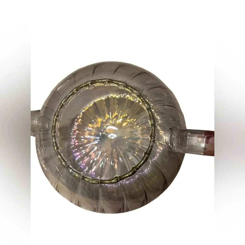 1950s Iridescent Clear Glass Tea Pot With Lid